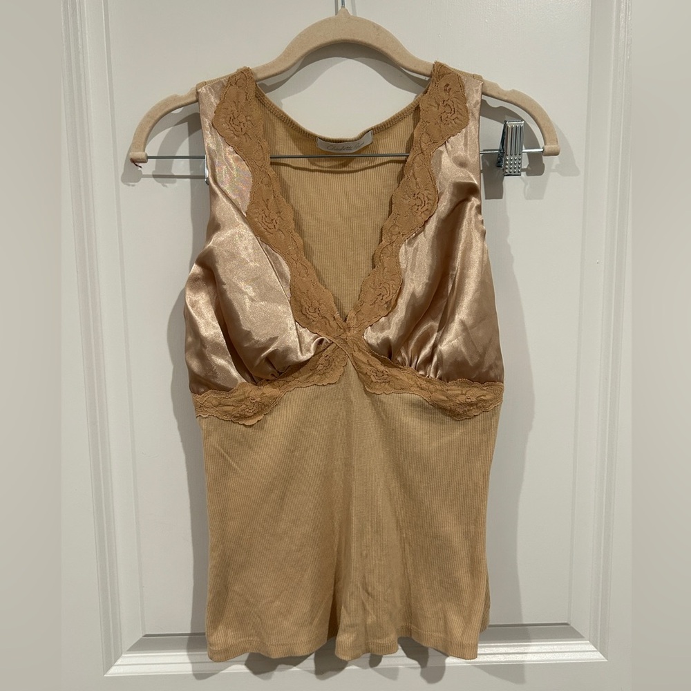 Charlotte Russe Y2K Intimate Slip Style Lace Tank Top Size Large